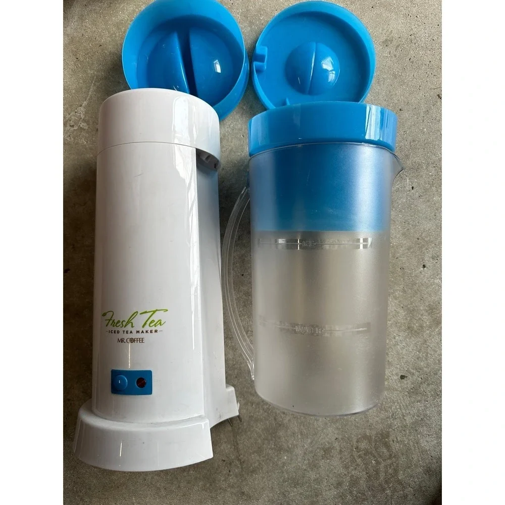Mr. Coffee Fresh Tea Iced Tea Maker White Blue‎ Electric Brewer with Pitcher